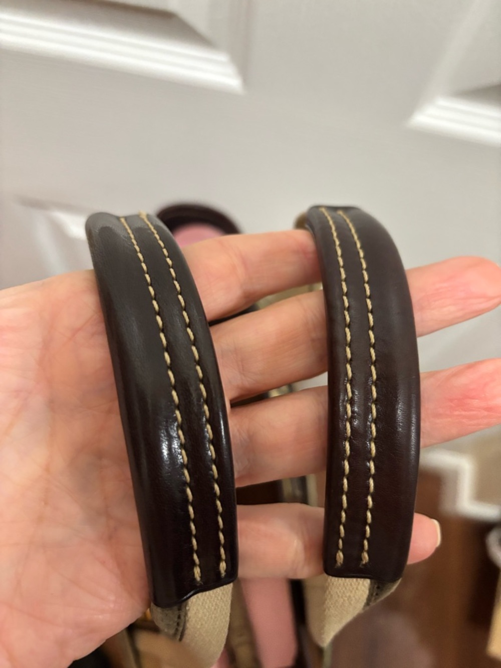 Coach VINTAGE G05M-8F33 Hamptons Optic Scarf Print w Tan Suede Bottom Tote EUC - Picture 14 of 15